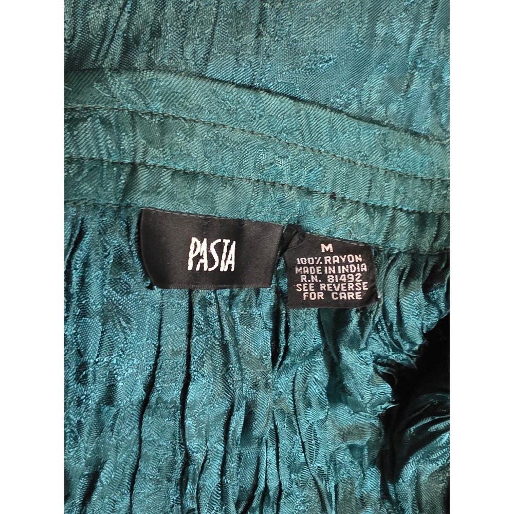 PASTA Teal Crinkle Maxi Skirt Boho Festival Flowy Size Medium - Picture 7 of 8